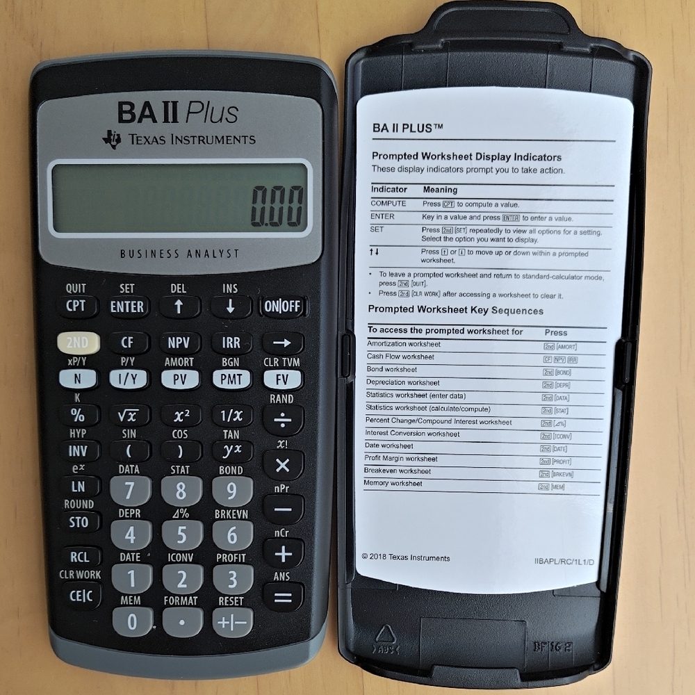 Texas Instruments BA II Plus Financial Calculator in Black and Gray